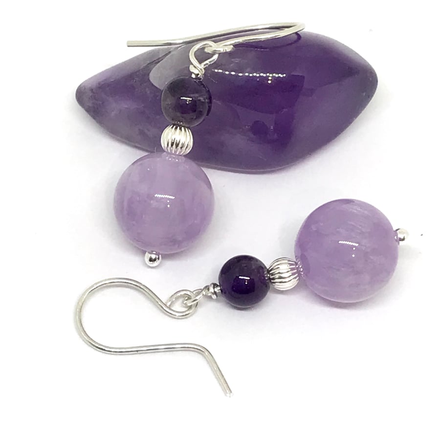 Sterling Silver Amethyst Earrings, Drop Earrings, Gift For Her