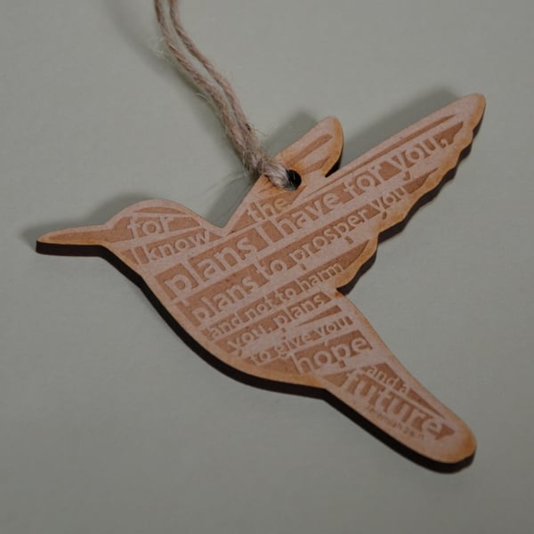 'Laser Tweet' - Jeremiah 29 (wood, 10cm)