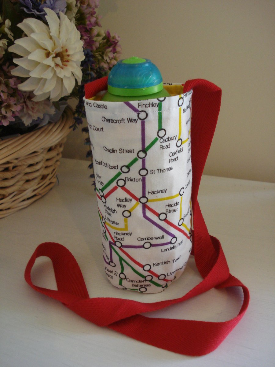 Child's Reusable Water Bottle Holder, London Underground Map, Eco Gift