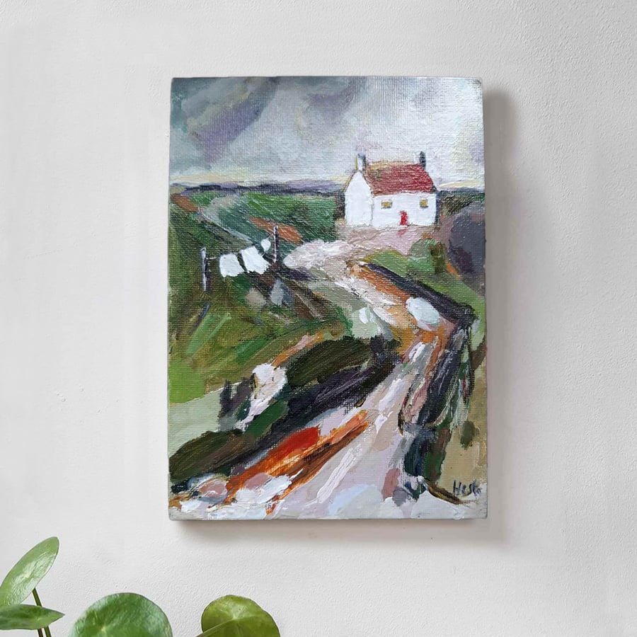 Wash Day at the Croft - original acrylic landscape painting