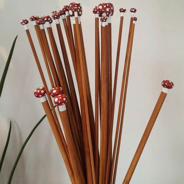 Toadstool Hand Painted Knitting Needles Handknits Accessories 