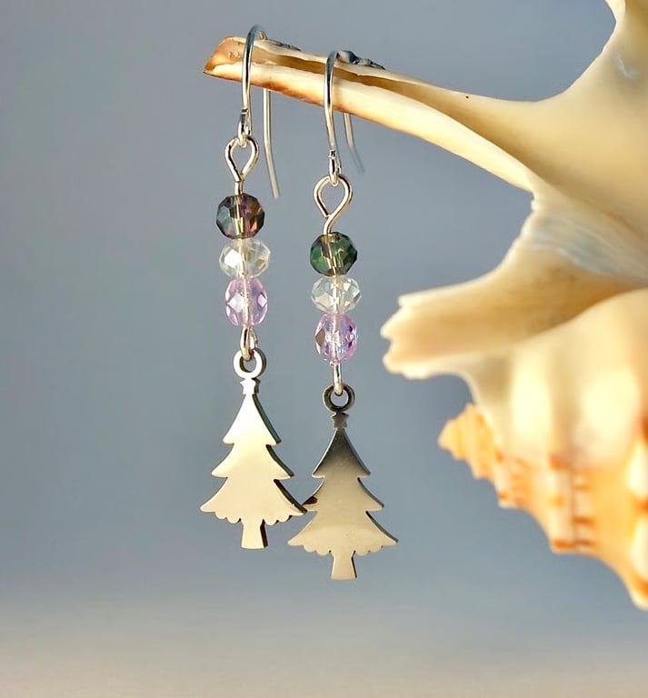 Christmas Tree Sparkly Earrings, Stocking Filler, Secret Santa, Jewellery Gift
