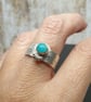 Sterling Silver 925 Floral Textured Larimar Ring Full Hallmark - Image 7