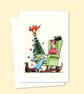 Cats Christmas Card: Hand Drawn Playful Kittens Illustration (608)