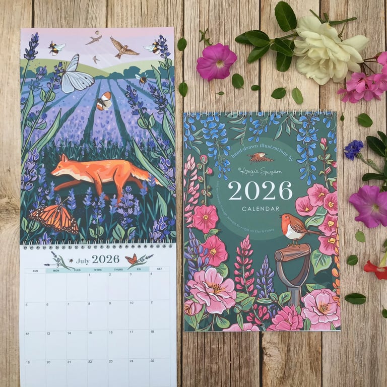 2026  Illustrated Wall Calendar of Wildlife and Flowers