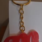 Handmade epoxy resin keyring with initial letter m