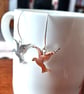 Silver bird earrings