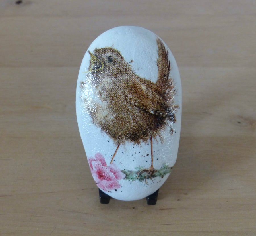 Decoupaged 'Wren' Pebble