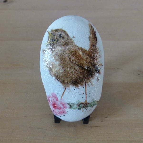 Decoupaged 'Wren' Pebble