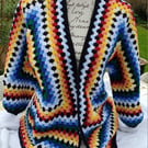 Crochet  Multi Colour Hexagon Cardigan .