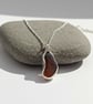 Amber brown Seaglass & Sterling Silver Pendant  - Image 1