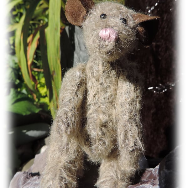Handmade Mohair Mouse 5" tall