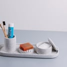 Handmade Concrete Terrazzo Bathroom Set: Oval Tray, Soap Dish & Toothbrush Holde