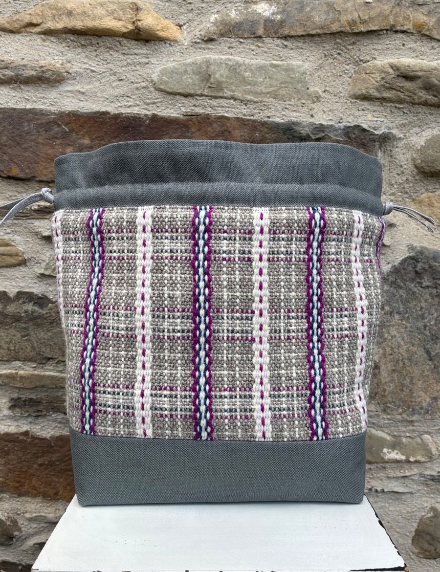 Cariad Bag - Berry range. Damson, Dusky Lilac & Prussian Blue.Handwoven in Wales