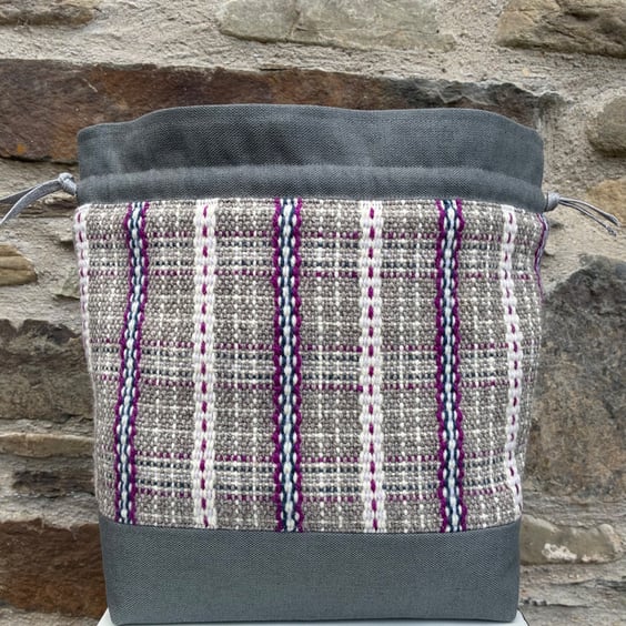 Cariad Bag - Berry range. Damson, Dusky Lilac & Prussian Blue.Handwoven in Wales