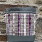Cariad Bag - Berry range. Damson, Dusky Lilac & Prussian Blue.Handwoven in Wales