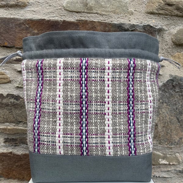 Cariad Bag - Berry range. Damson, Dusky Lilac & Prussian Blue.Handwoven in Wales