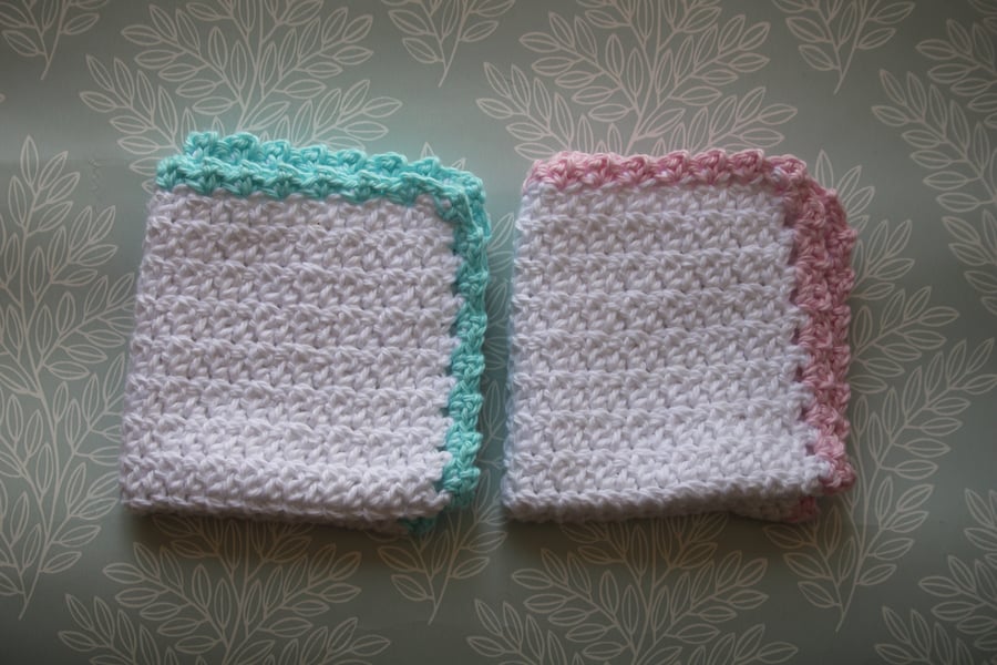 Set of Two 100% Cotton Cloths - Face Cloths - Family Washcloths