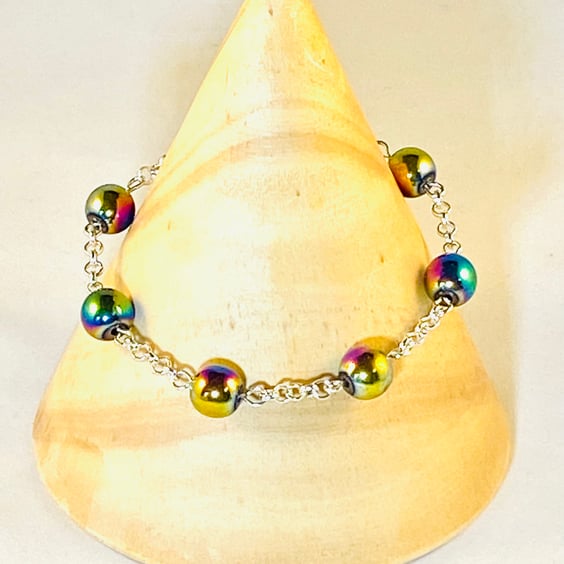 Rainbow hematite bracelet 