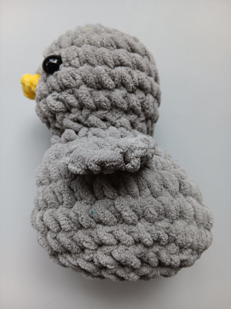 Crochet Plushie Duckling (Grey-Yellow) - super soft, great gift!