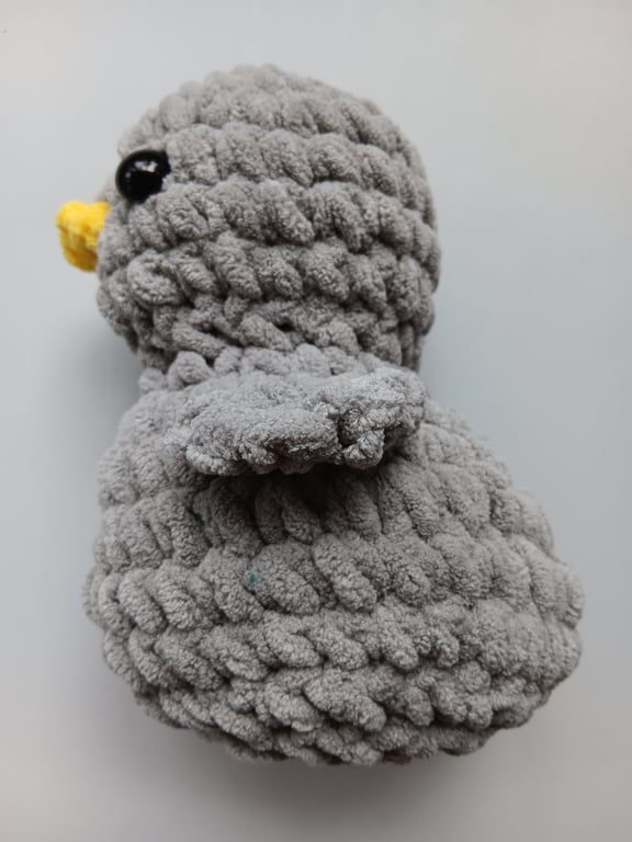 Crochet Plushie Duckling (Grey-Yellow) - super soft, great gift!
