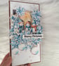 Handmade Snowman Christmas Card(25). Blue Winter Scene. - Image 5