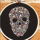 4" sugar skull embroidery hoop