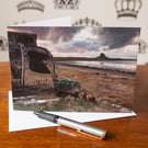 Holy Island, Weathered, Greetings Card - Blank Inside - Birthday Card - Annivers