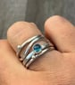 Blue Topaz wave Stack Ring, silver stack ring, topaz stack ring, wave ring, - Image 1