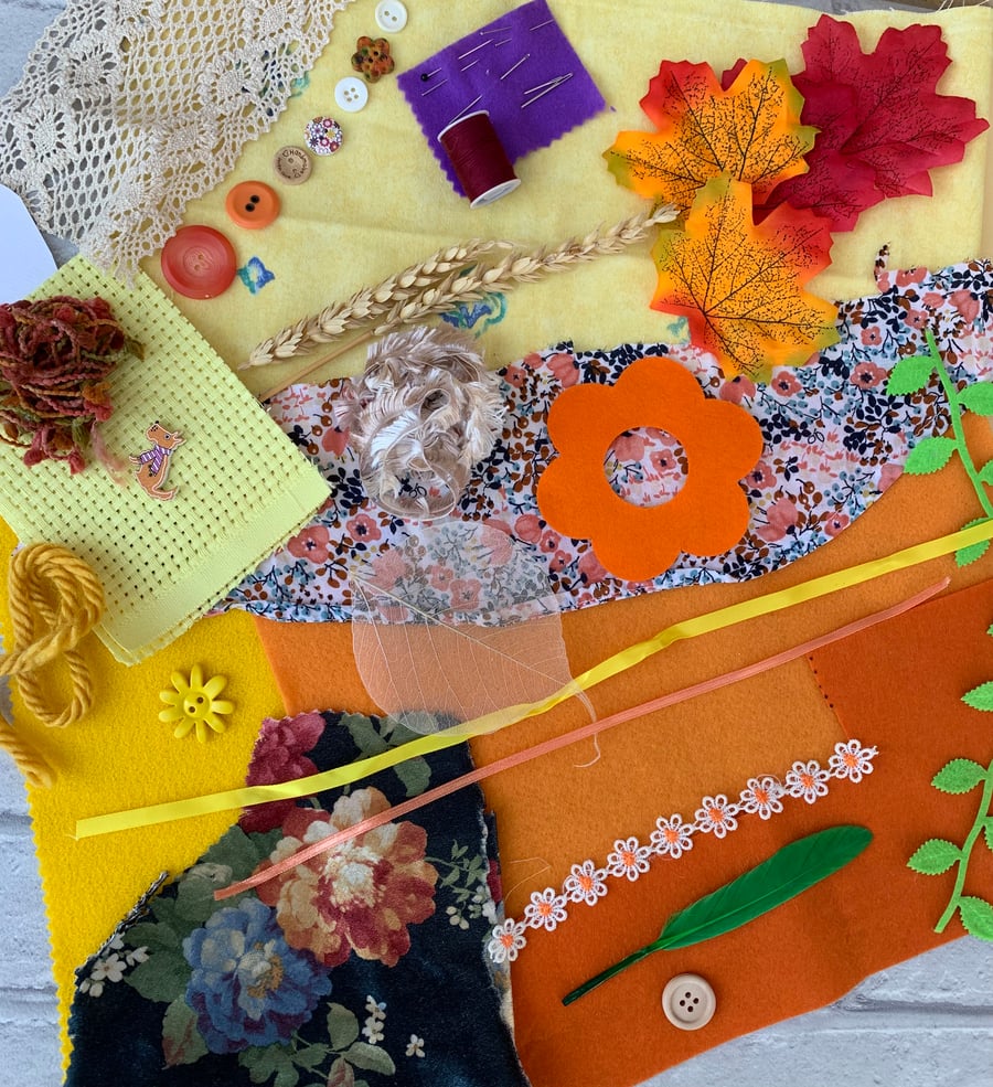 Autumn fabric  crafting kit for sewing, beginners, inspirational box 