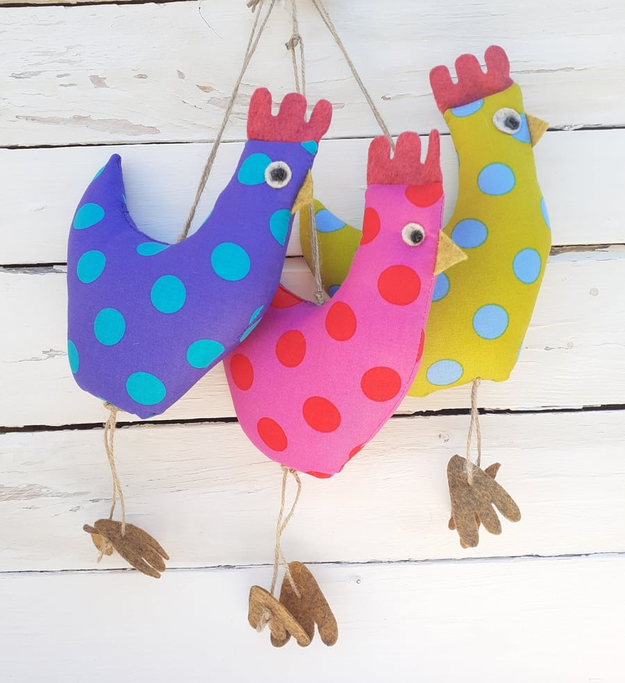 Purple and Turquoise Hanging Spotty Hen Hanging Decoration
