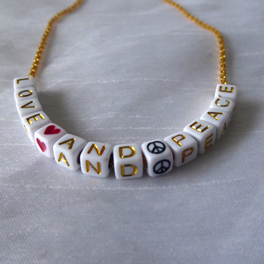 Personalised Message Necklace on Gold Coloured Chain 20 inches in length
