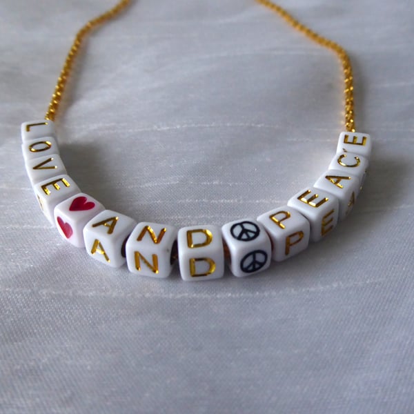 Personalised Message Necklace on Gold Coloured Chain 20 inches in length