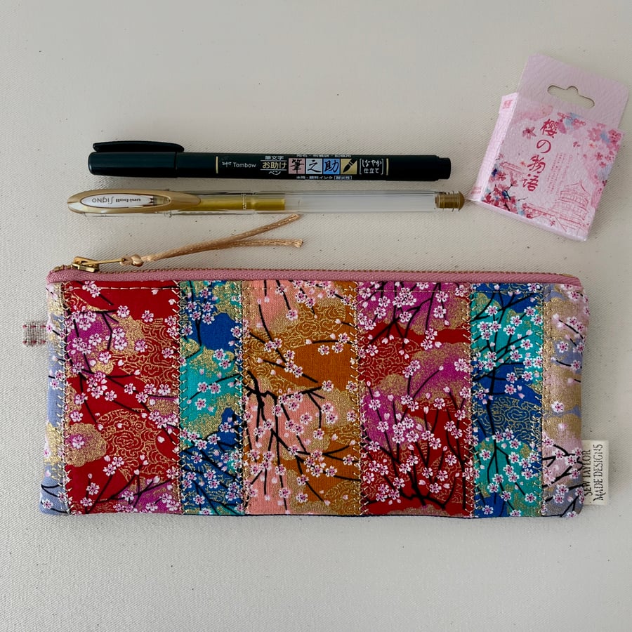 Pencil Case Japanese Blossoms Fabric