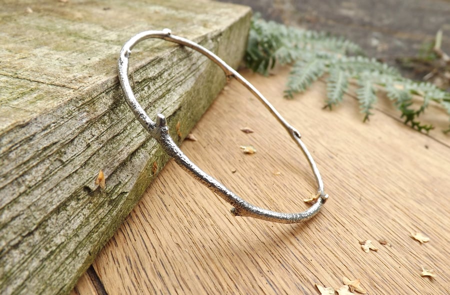 Silver Twig Bangle