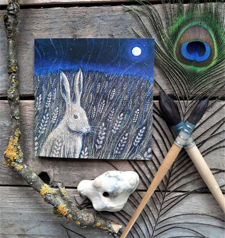 Harvest Moon Greetings Card by Hannah Willow