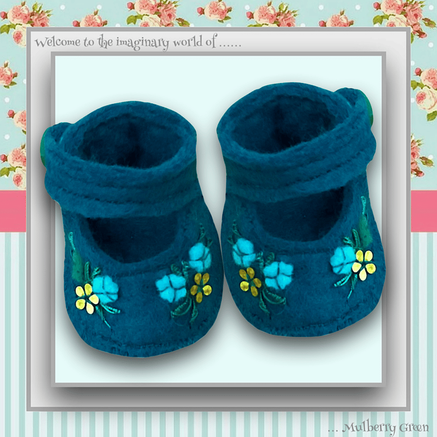 Reserved for Julie - Teal Embroidered Shoes
