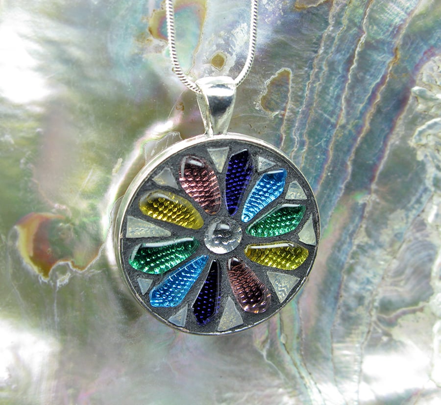 'Spring Bloom' - Stained Glass Mosaic Pendant