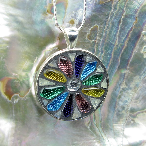 'Spring Bloom' - Stained Glass Mosaic Pendant