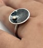 Black Moon Ring, statement ring, mixed metals ring, cup ring, black & gold rin - Image 2