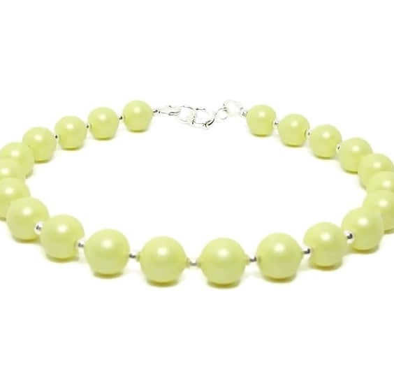 Premium Pastel Lemon Yellow Pearls Bracelet With Sterling Silver