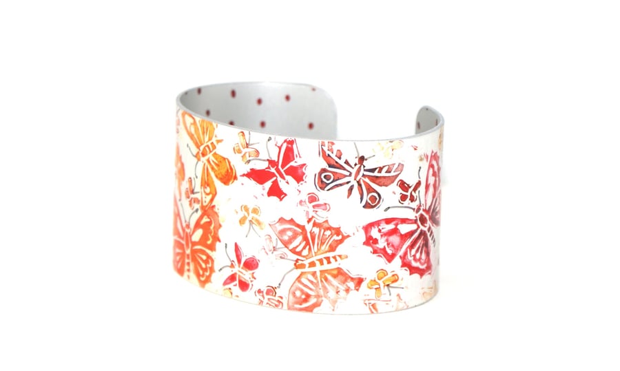 Flutter aluminium cuff bracelet - narrow red