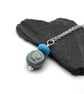 blue ceramic rose pendant necklace