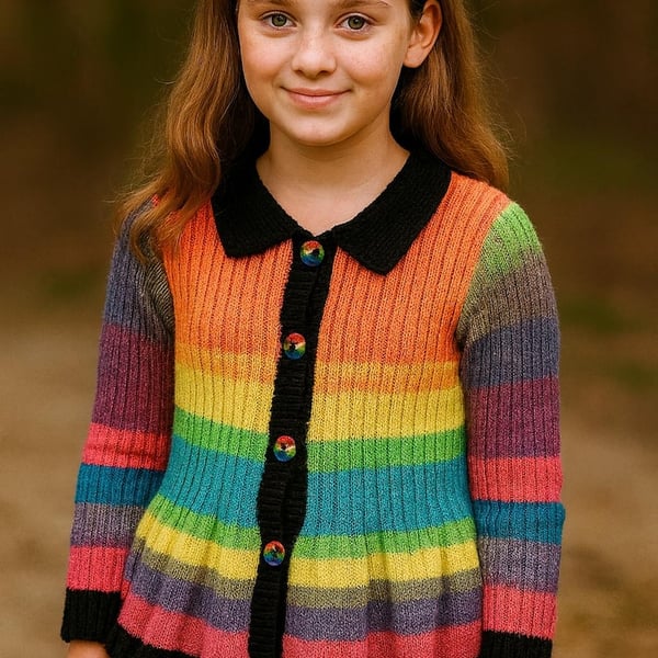 Colourful sparkly rainbow girls peplum cardigan 30 inch chest