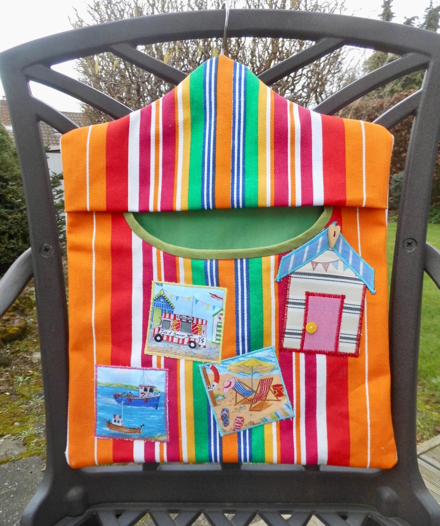 SOLD Peg bag with seaside beach theme 