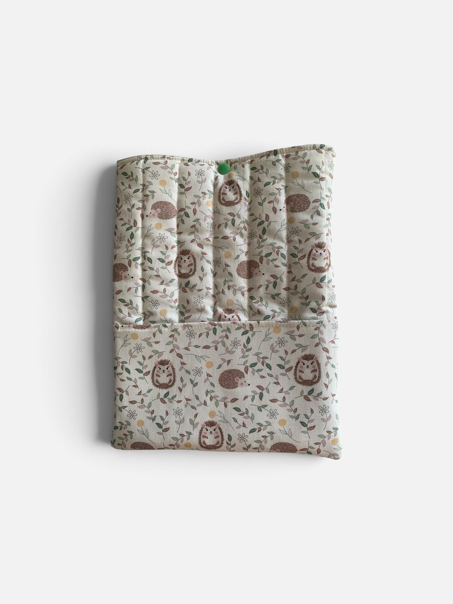 Large Book Sleeve or Tablet Case.  Hedgehog Design.