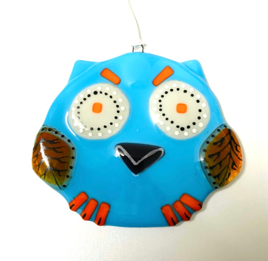  Lovely Fused glass owl hanging decoration 