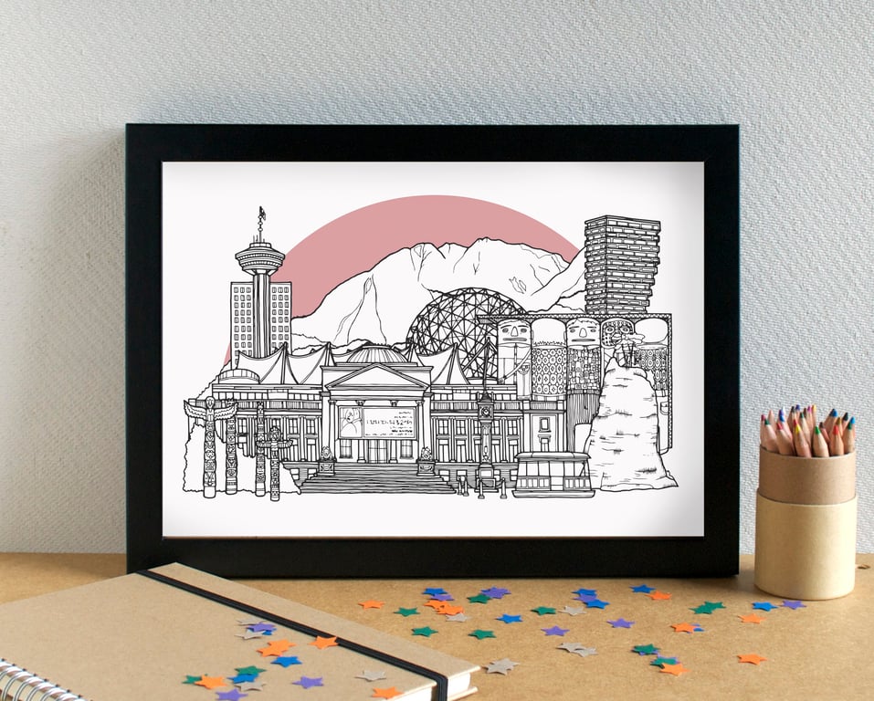 Vancouver Skyline Travel Art Print