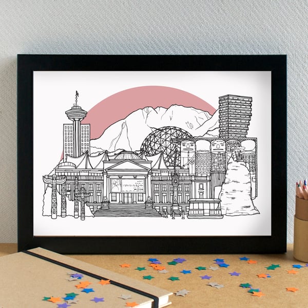 Vancouver Skyline Travel Art Print