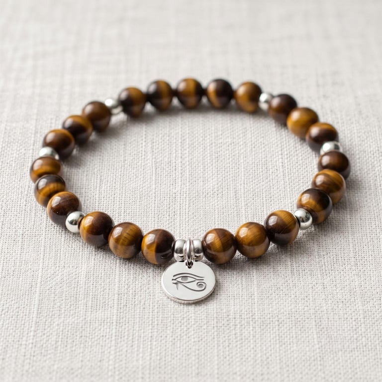 Tiger's Eye Bracelet Personalised with Initial, Natural Healing Crystal Bracelet